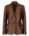 Ivy Women's Brown Leather Blazer