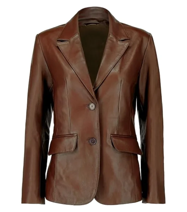 Ivy Women's Brown Leather Blazer