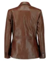 Ivy Women's Brown Leather Blazer Back