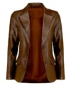 Ivy Women's Brown Leather Blazer Front