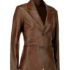 Ivy Women's Brown Leather Blazer Side Look