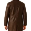 Jett Brown Leather Trench Coat Back Look