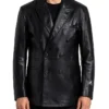 Kaelen Vintage Black Leather Blazer