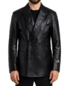 Kaelen Vintage Black Leather Blazer