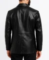 Kaelen Vintage Black Leather Blazer Back