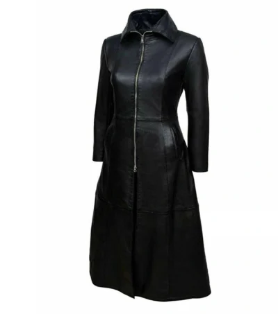 Layla Black Leather Women Coat