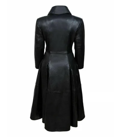Layla Black Leather Women Coat Back