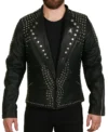 Levik Studded Black Leather Blazer