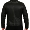Levik Studded Black Leather Blazer Back