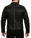 Levik Studded Black Leather Blazer Back