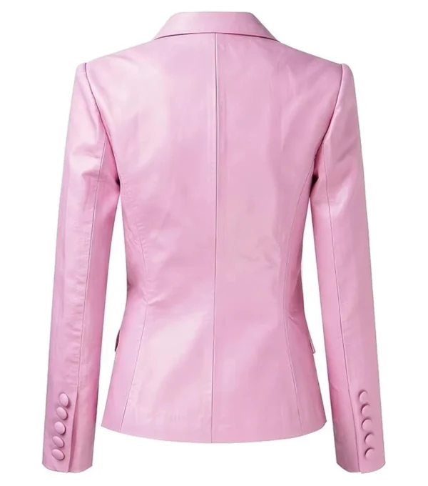 Lily Pink Leather Blazer Back