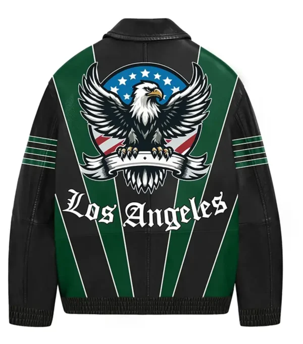 Los Angeles Leather Bomber Jacket Back