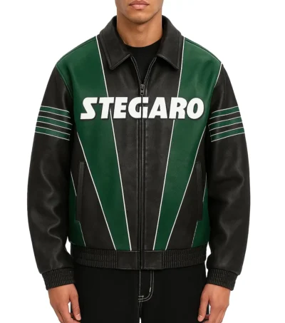 Los Angeles Leather Bomber Jacket Front Look