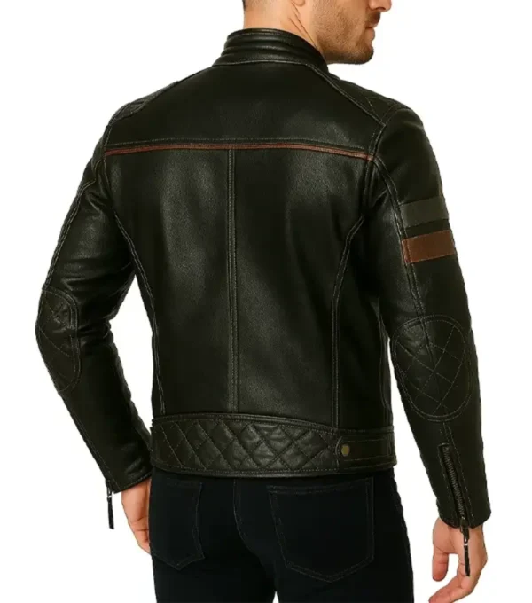 Luther Quilted Shoulder Leather Jacket Back