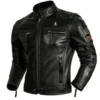 Luther Quilted Shoulder Leather Jacket Front