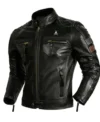 Luther Quilted Shoulder Leather Jacket Front