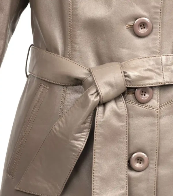 Marissa Leather Coat Women Closer