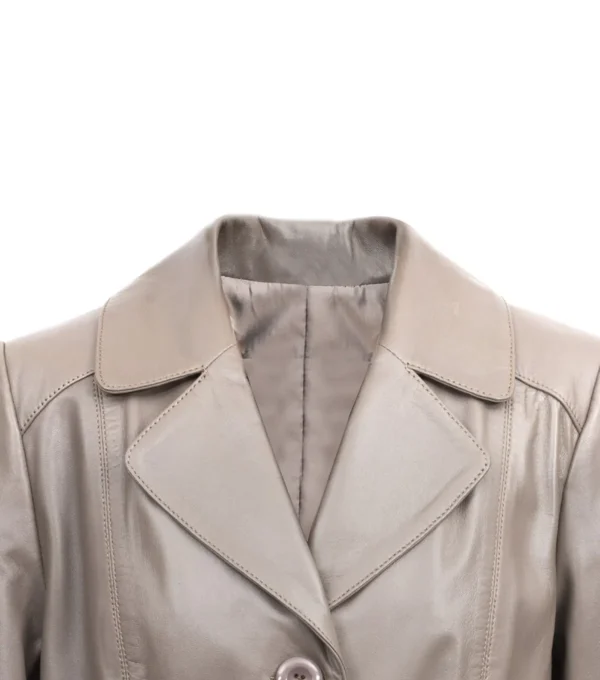 Marissa Leather Coat Women Collar