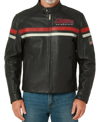 Motorcycle Bonded Leather Biker Jacket Front