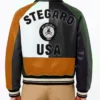 Multicolor Bomber Leather Green Jacket Back
