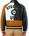 Multicolor Bomber Leather Green Jacket Back