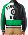 Multicolor Bomber Leather Jacket Back Look