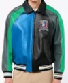 Multicolor Bomber Leather Jacket Front