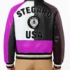 Multicolor Bomber Leather Pink Jacket Back Look