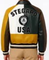 Multicolor Bomber Leather Yellow Jacket Back