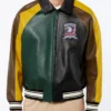 Multicolor Bomber Leather Yellow Jacket Front
