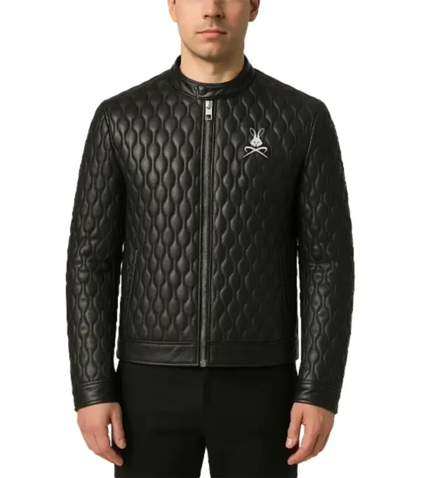 Nikolai Quilted Motorcycle Leather Jacket Front
