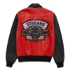 Panther Check Style Bomber Leather Jacket Back