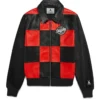 Panther Check Style Bomber Leather Jacket on Sale