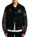 Pirate Sea Rider Black Varsity Jacket Front Look