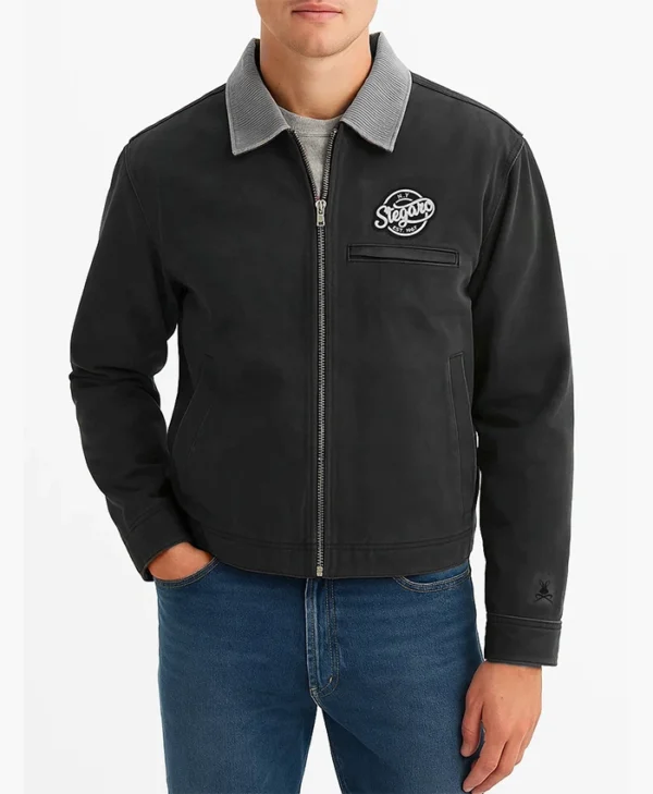 Ragnar Vintage Tiger Bomber Black Jacket Front