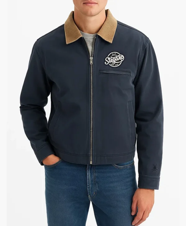Ragnar Vintage Tiger Bomber Jacket Blue Front