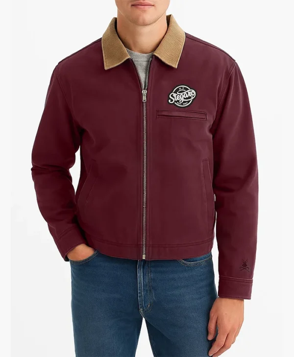 Ragnar Vintage Tiger Bomber Jacket Maroon Front