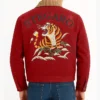 Ragnar Vintage Tiger Bomber Red Jacket Back Look