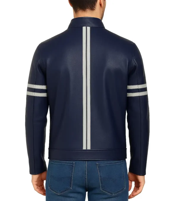 Rebel Bunny Cafe Racer Leather Jacket Back Look