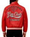 Red Fizz Club Leather Jacket Back Look