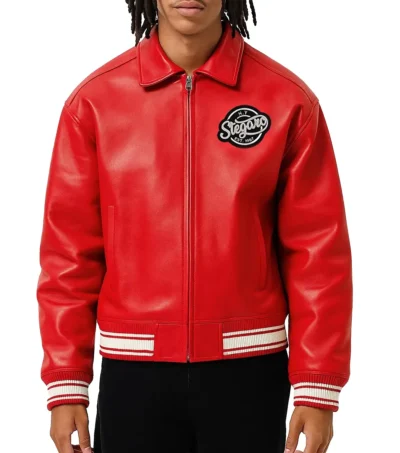 Red Fizz Club Leather Jacket Front