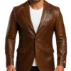 Rhydor Distressed Brown Leather Blazer