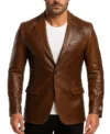 Rhydor Distressed Brown Leather Blazer
