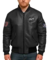 Route 67 Leather Black Jacket Front Look