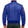 Route 67 Leather Blue Jacket Back Look