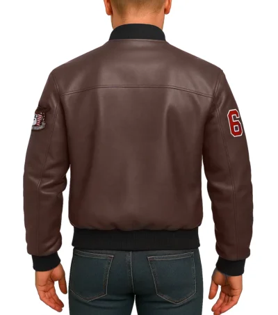 Route 67 Leather Brown Jacket Back Look