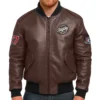 Route 67 Leather Brown Jacket Front