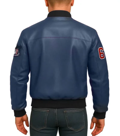 Route 67 Leather Navy Blue Jacket Back