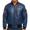 Route 67 Leather Navy Blue Jacket Front