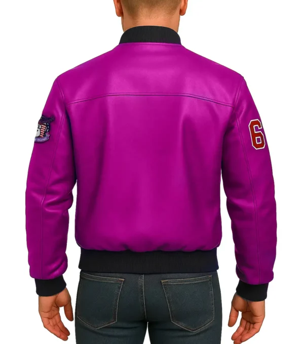 Route 67 Leather Pink Jacket Back Look